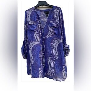 Lane Bryant Blue 3/4 Sleeve Relaxed Blouse